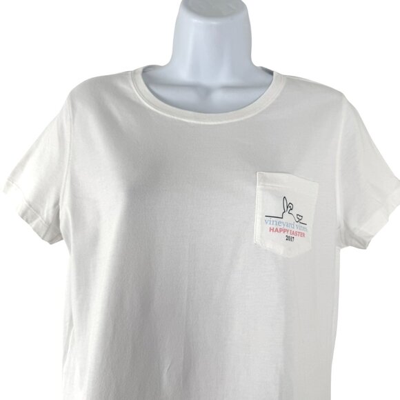 Vineyard Vines Easter Pocket T-Shirt Womens Small Short Sleeve White TP-3351 - Picture 4 of 9